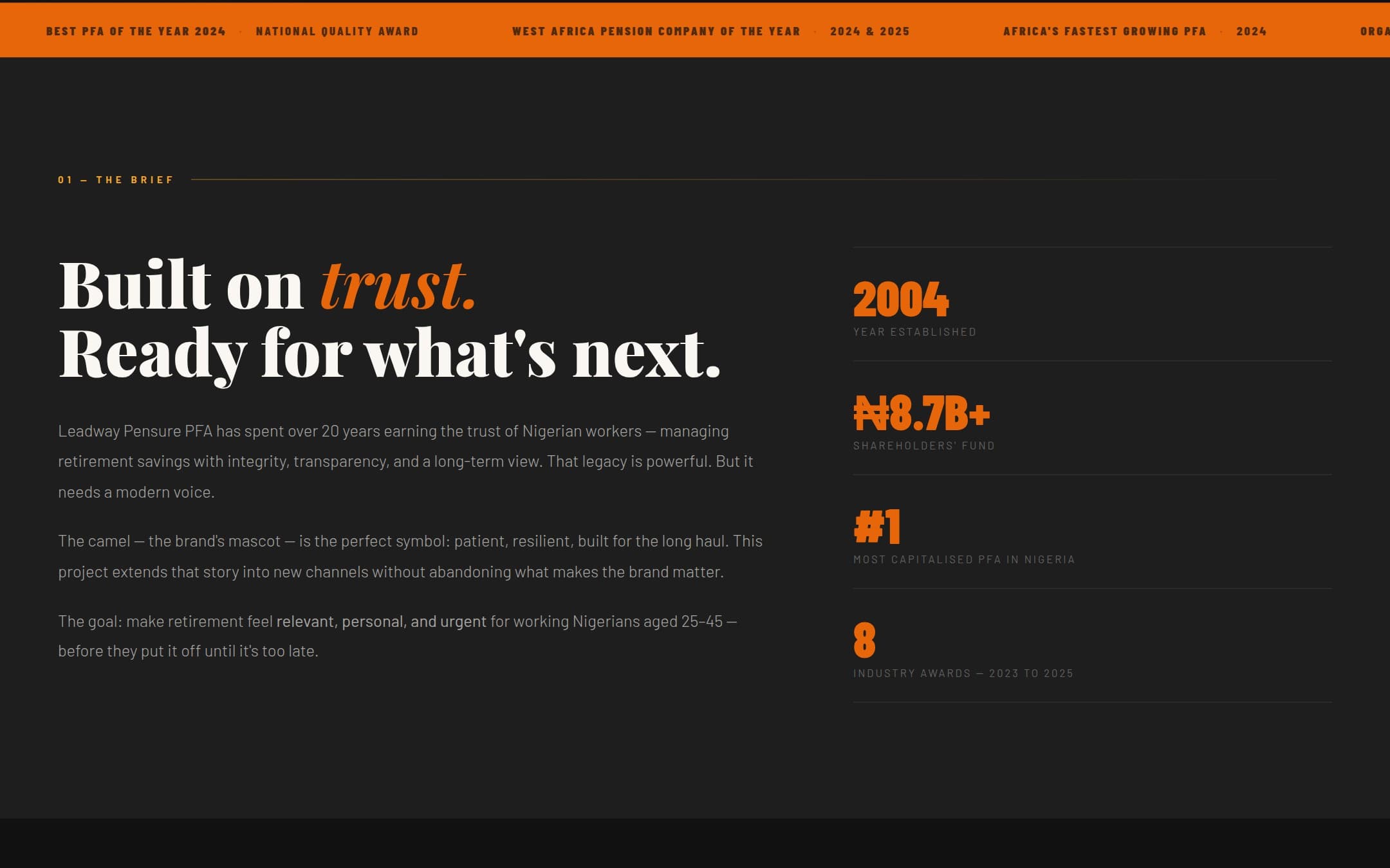 Leadway Pensure pitch: the brief, with company stats